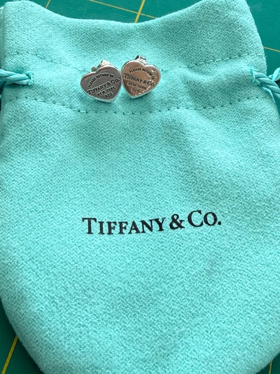 Tiffany & Co. Jewelry - Tiffany & Co. Sterling Silver Heart Studs with Tiffany Blue Pouch